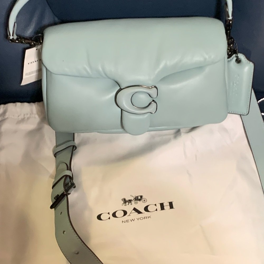 Coach Light Blue ,Pillow Tabby NWT 26